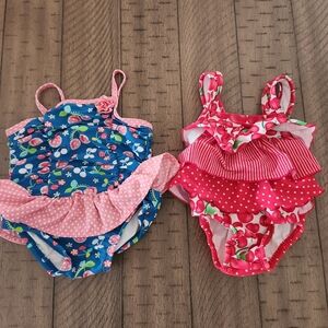Two Infant Girls Swimsuits, Size 6-9m